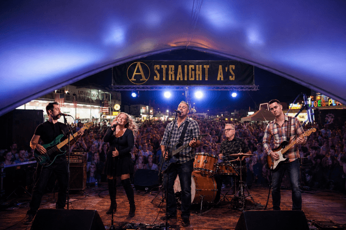 The Straight A’s Band on stage during a New England show